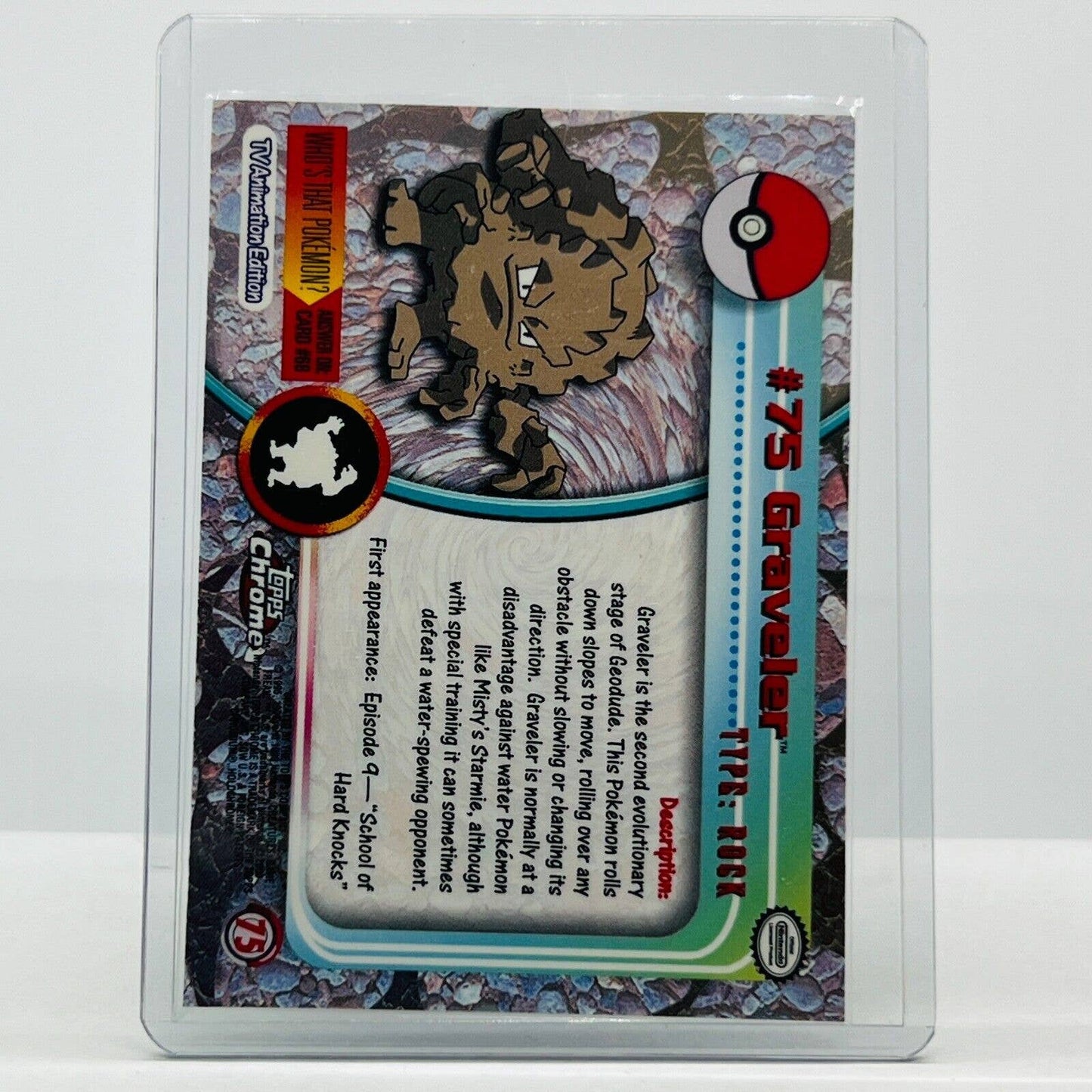 Pokémon Gravelor #75 Pokemon 2000 Topps TV Animation Chrome Series 1 Holo Foil