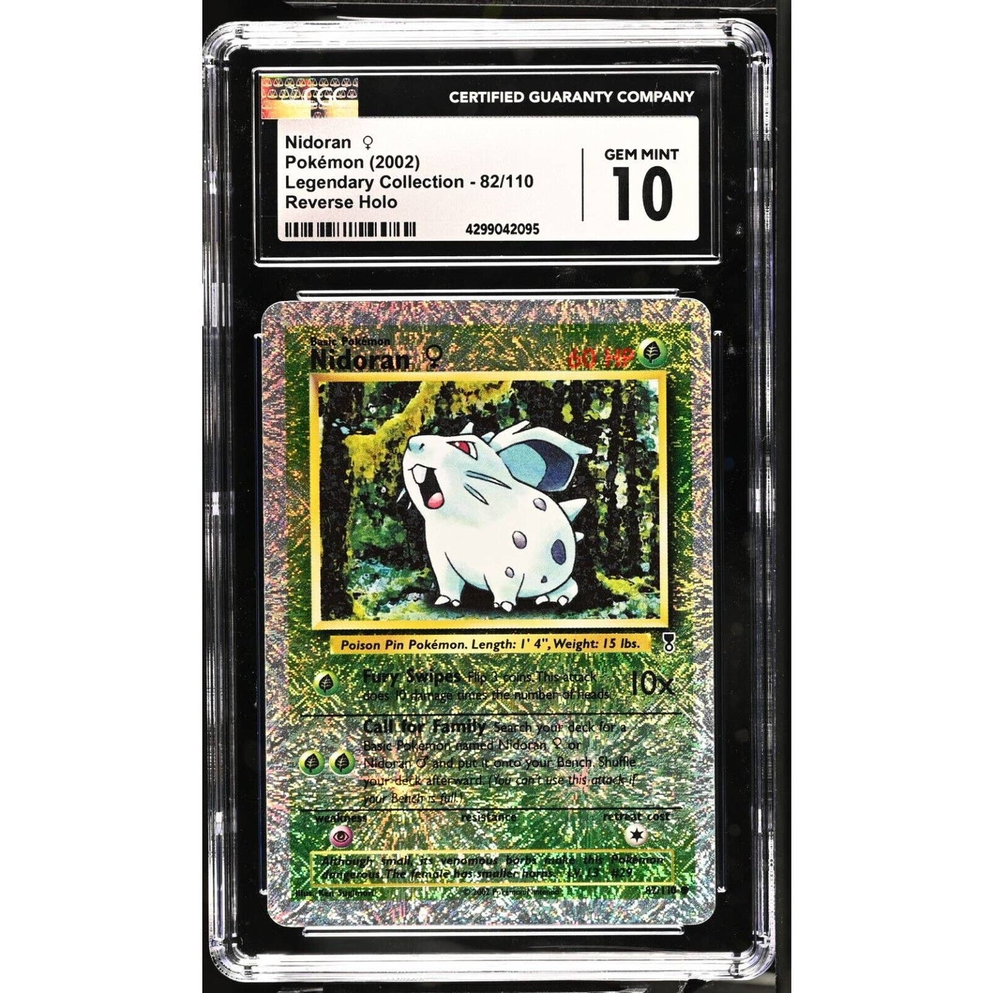 CGC 10 GEM MINT Nidoran 82/110 Pokémon Legendary Collection Reverse (PSA/BGS)