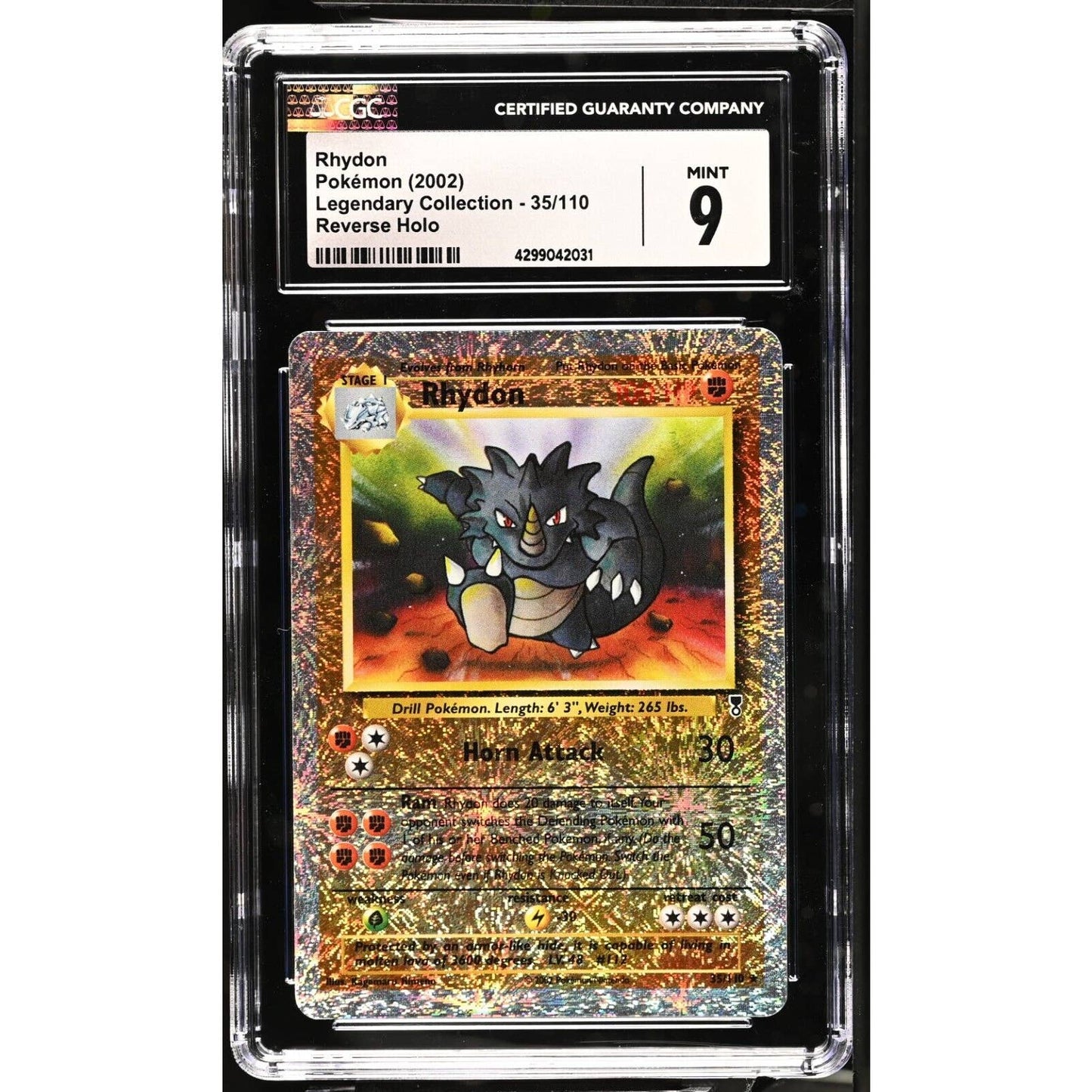 CGC 9 MINT Rhydon 35/110 Pokémon Legendary Collection Reverse Holo (PSA/BGS)