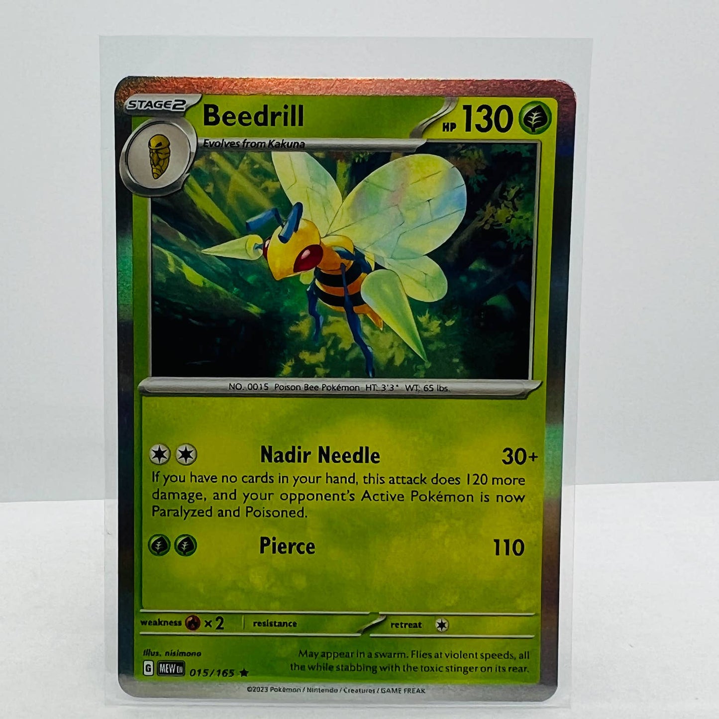 Pokémon Beedrill 015/165 Scarlet & Violet Pokemon 151 TCG Holo Rare Card NM-MT