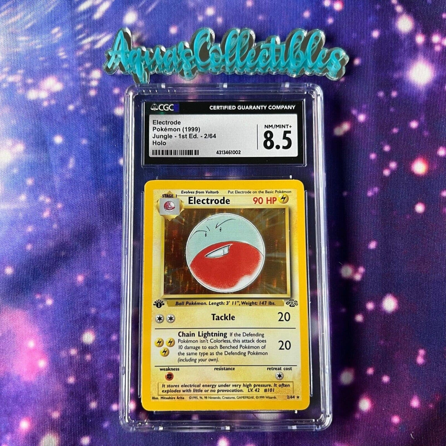 CGC 8.5 NM/MINT+ Electrode 1st Edition 2/64 Pokémon Jungle Holo Rare (PSA/BGS)