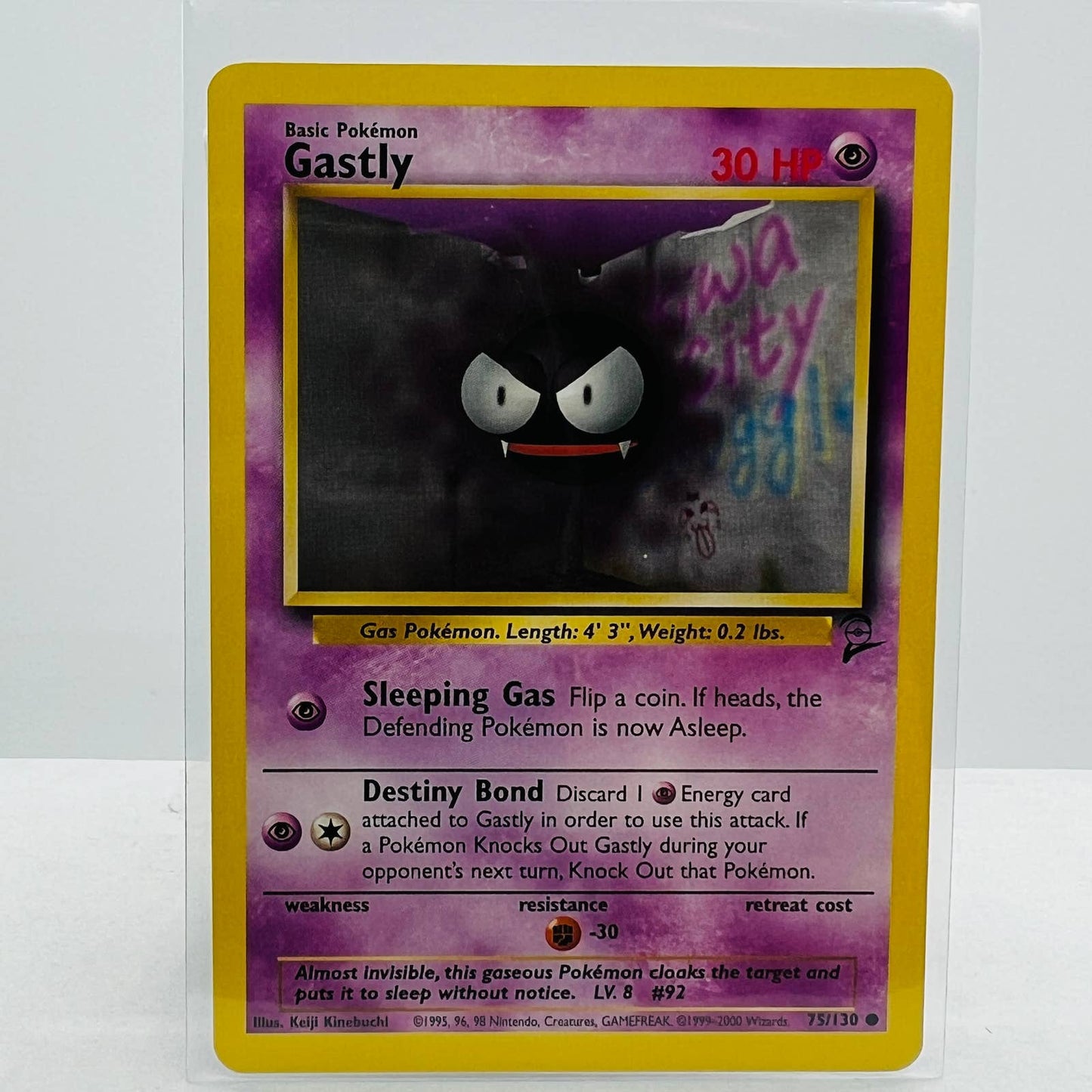 Pokémon Gastly 75/130 Base Set 2 Pokemon 2000 WOTC Common Card NM-MT