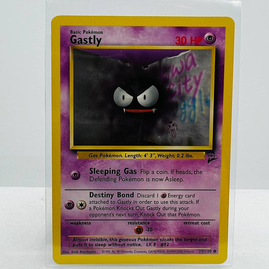 Pokémon Gastly 75/130 Base Set 2 Pokemon 2000 WOTC Common Card NM-MT