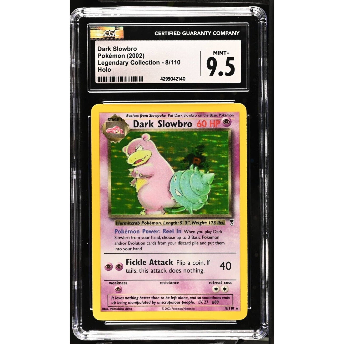 CGC 9.5 MINT+ Dark Slowbro 8/110 Legendary Collection Holo (PSA/BGS) Pop 1