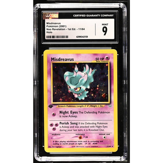 CGC 9 MINT Misdreavus 1st Edition 11/64 Pokémon Neo Revelation Holo (PSA/BGS)