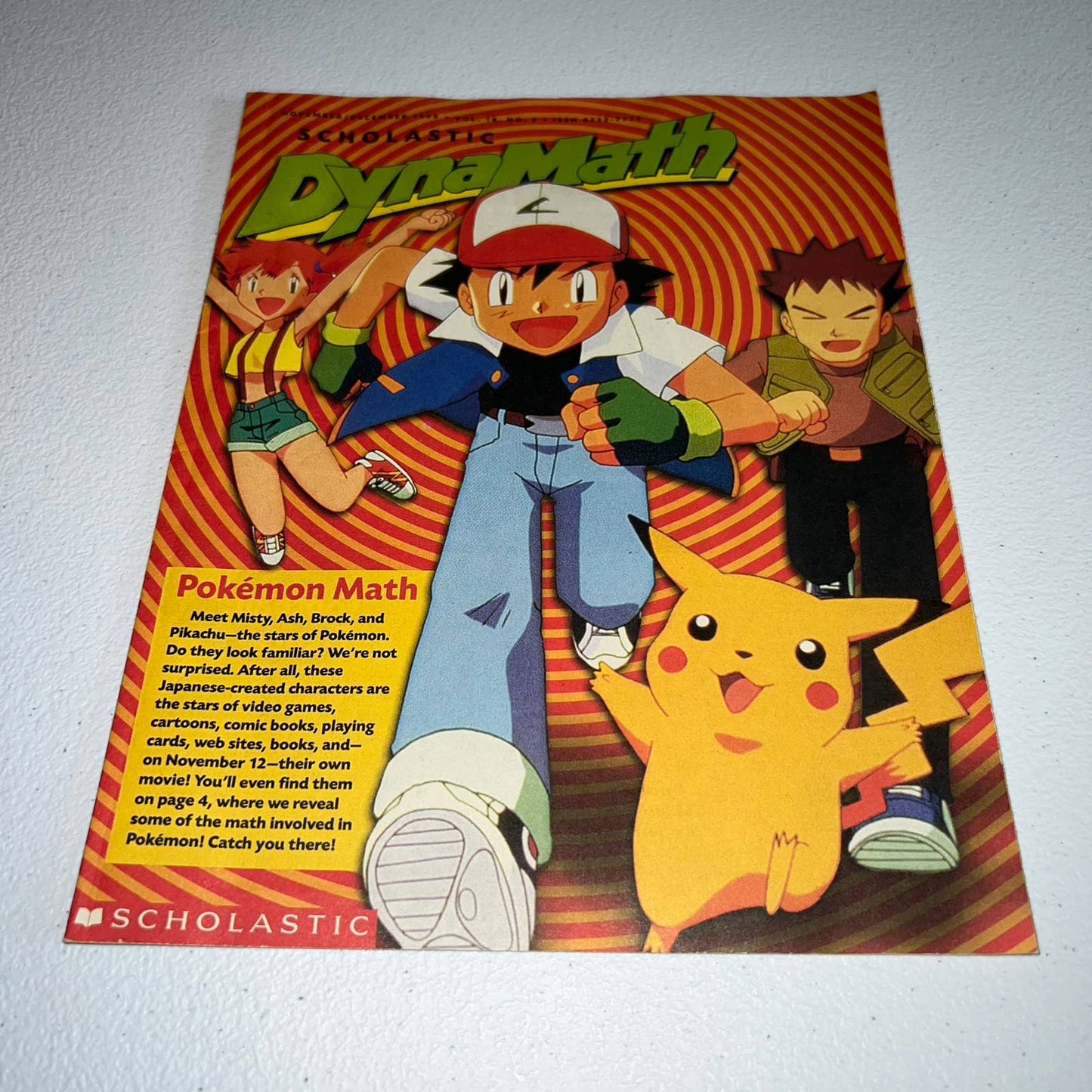 Pokémon Scholastic DynaMath Vintage 1999 Advertisement Magazine Vol 18 No. 3 NM