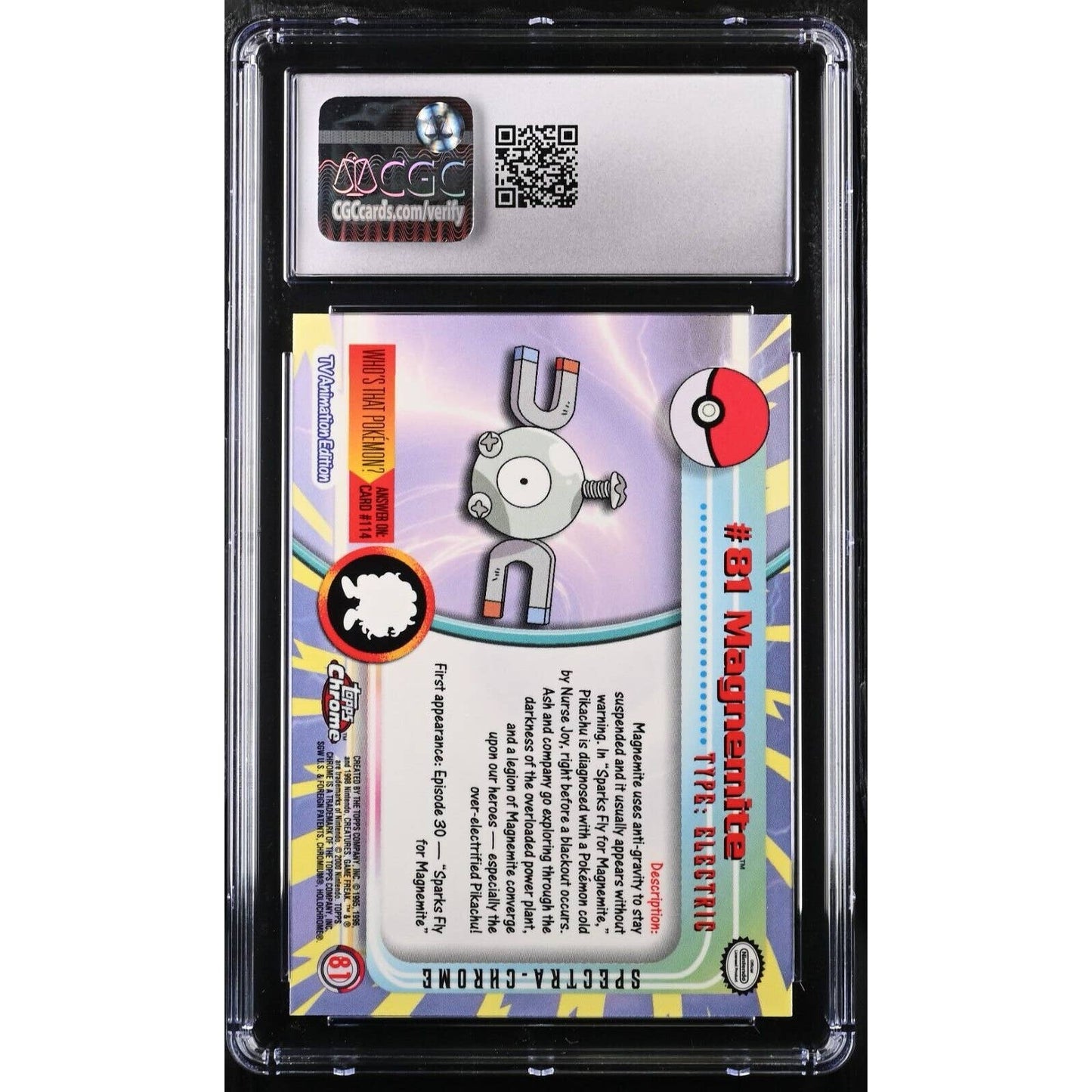 CGC 9 MINT Magnemite Spectra #81 Pokemon 2000 Topps Chrome Holo Rare (PSA/BGS)