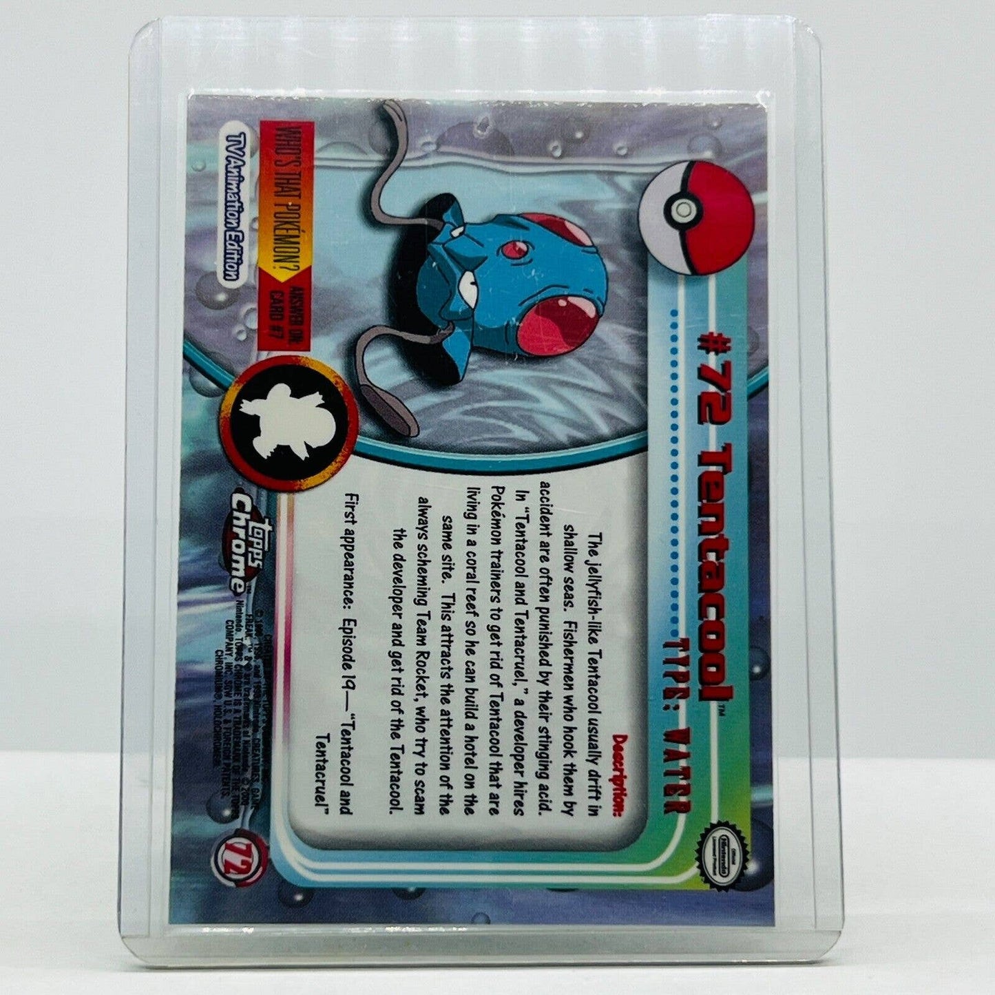 Pokémon Tenatcool #72 Pokemon 2000 Topps TV Animation Chrome Series 1 Holo Foil