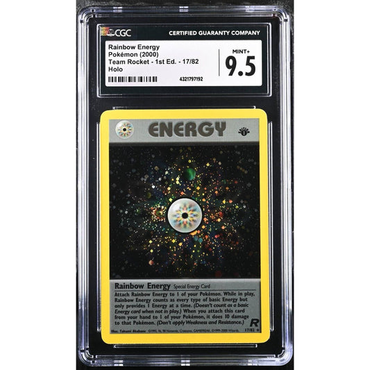 CGC 9.5 MINT+ Rainbow Energy [1st Edition] #17 Team Rocket Holo (PSA/BGS) Swirl