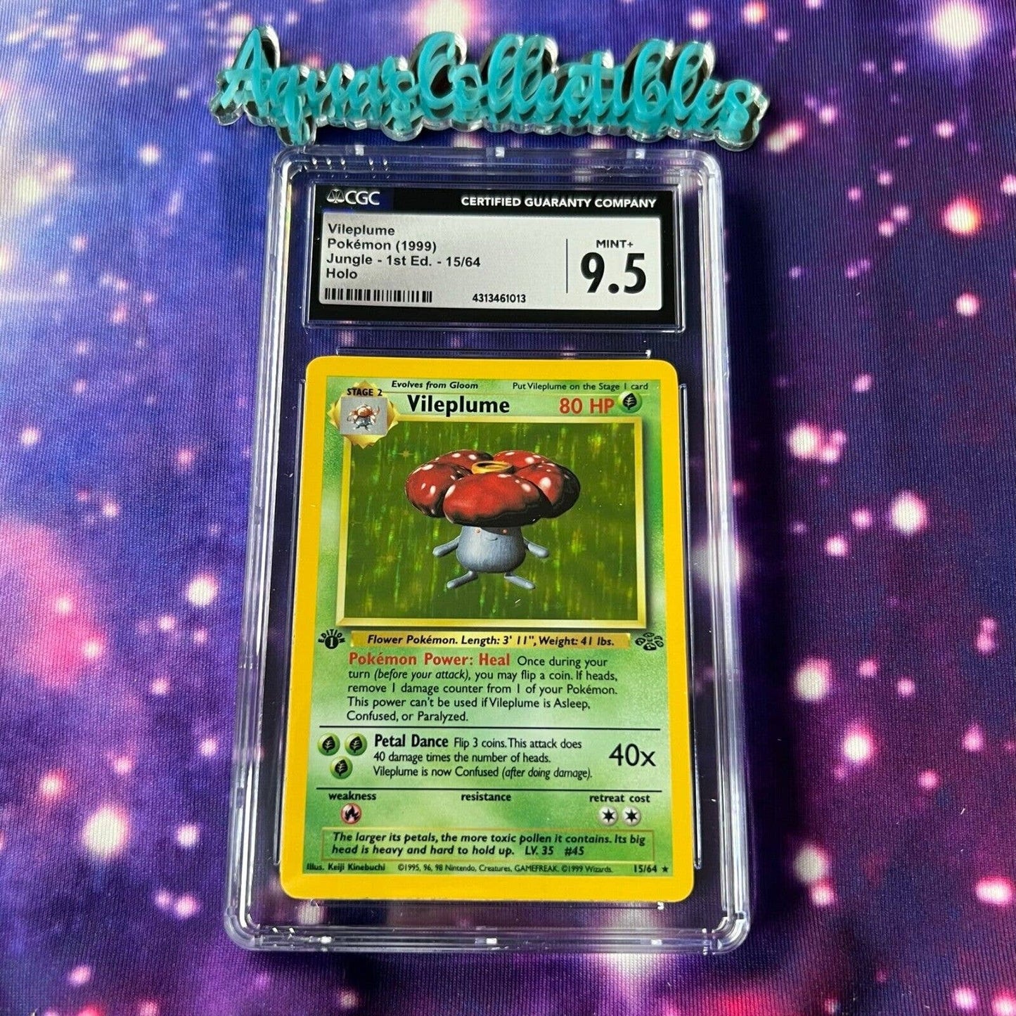 CGC 9.5 MINT+ Vileplume 1st Edition 15/64 Pokémon Jungle Holo Rare (PSA/BGS)