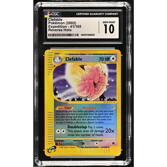 CGC 10 GEM MINT Clefable 41/165 Pokémon Expedition 2002 Reverse Holo (PSA/BGS)