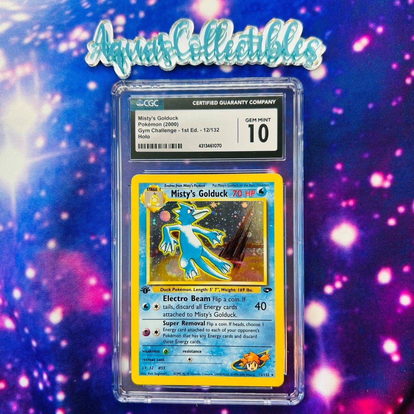 CGC 10 GEM MINT Misty's Golduck 1st Edition 12/132 Gym Challenge Holo (PSA/BGS)