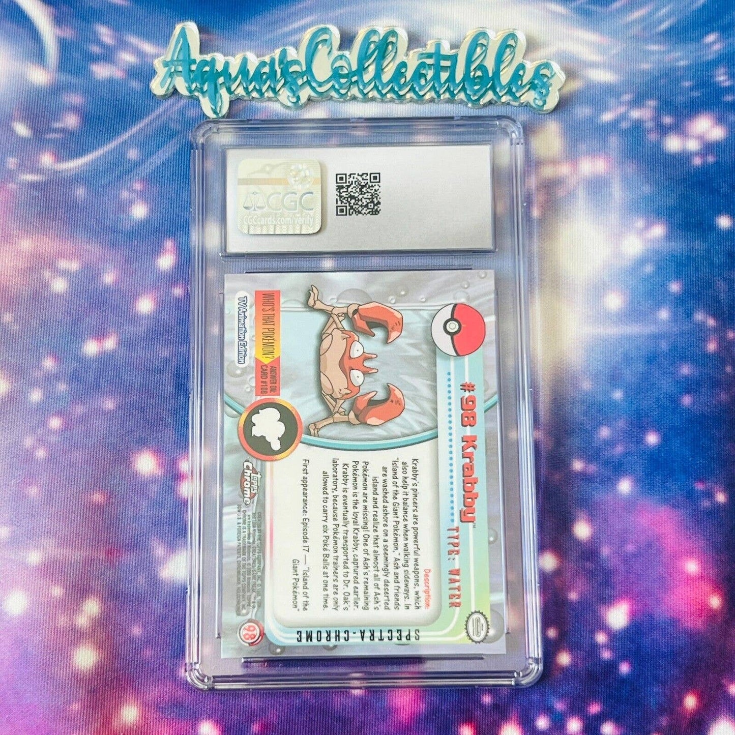 CGC 10 GEM MINT Krabby Spectra #98 Pokemon 2000 Topps Chrome Rare (PSA/BGS)