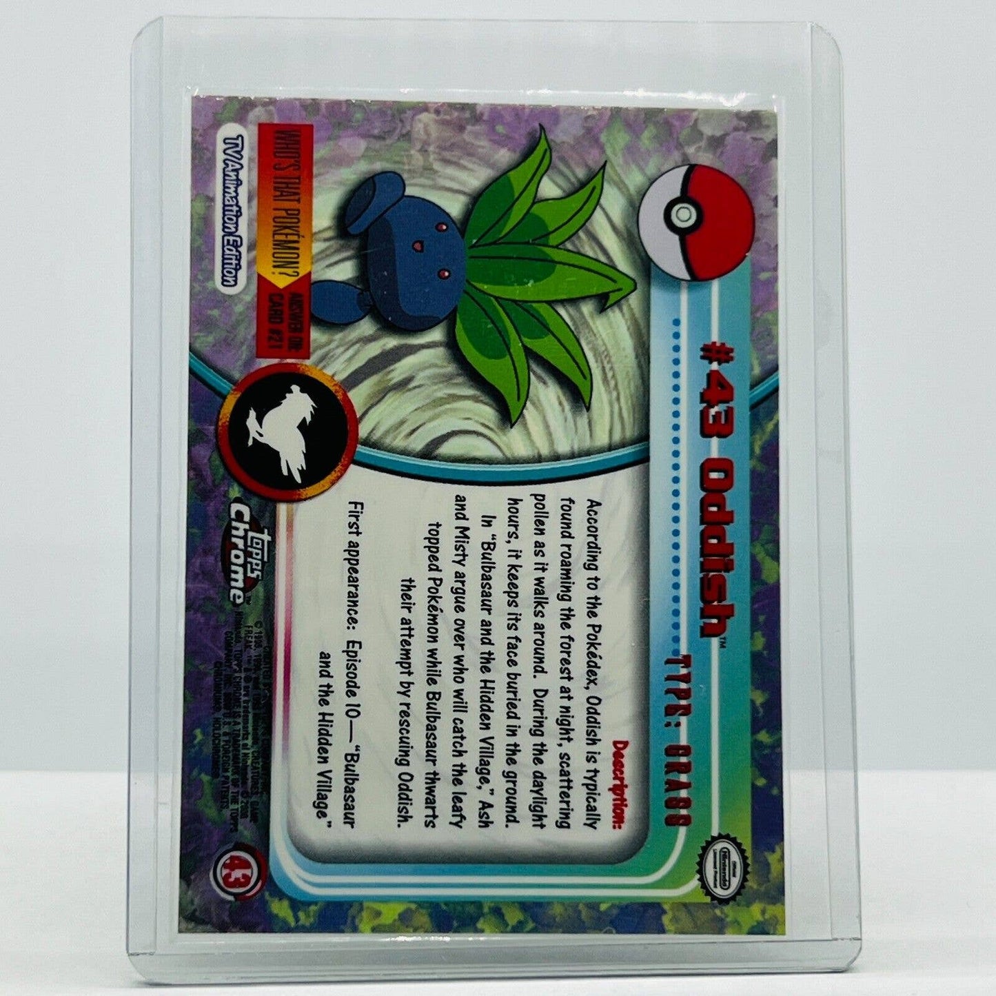 Pokémon Oddish #43 Pokemon 2000 Topps TV Animation Chrome Series 1 Holo Foil