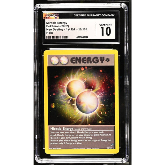 CGC 10 GEM MINT Miracle Energy 1st Edition 16/105 Neo Destiny (PSA/BGS) Swirl