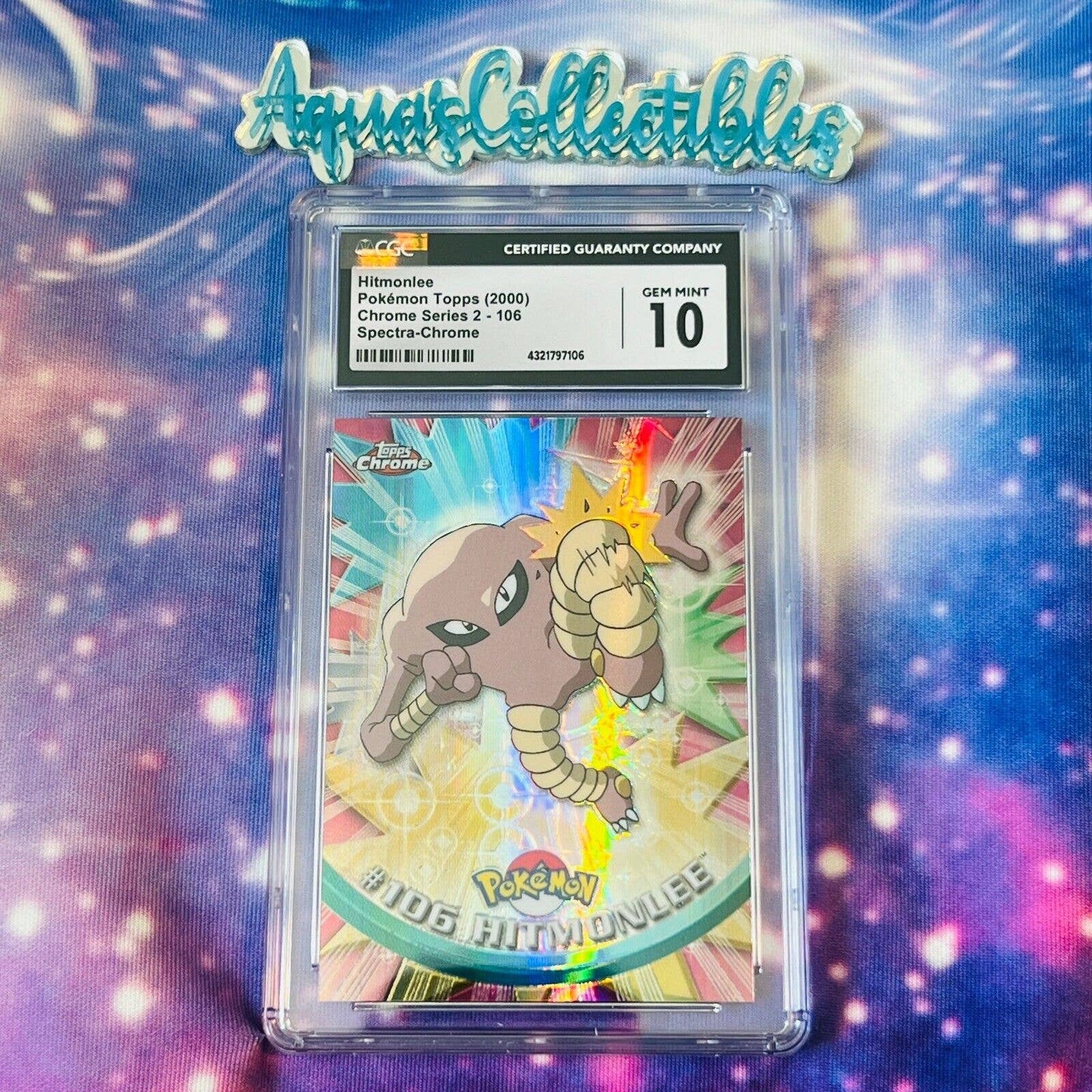 CGC 10 GEM MINT Hitmonlee Spectra #106 Pokemon 2000 Topps Chrome (PSA/BGS)