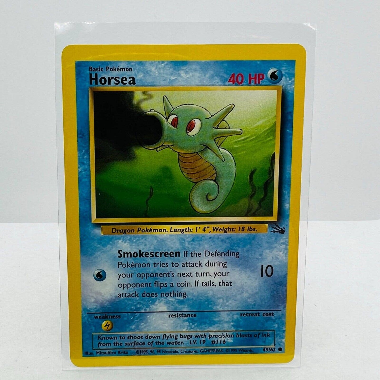 Pokémon Horsea 49/62 Fossil WOTC 1999 Pokemon Unlimited Common Card NM-MT