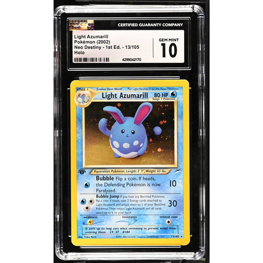 CGC 10 GEM MINT Light Azumarill 1st Edition 13/105 Neo Destiny Holo (PSA/BGS)