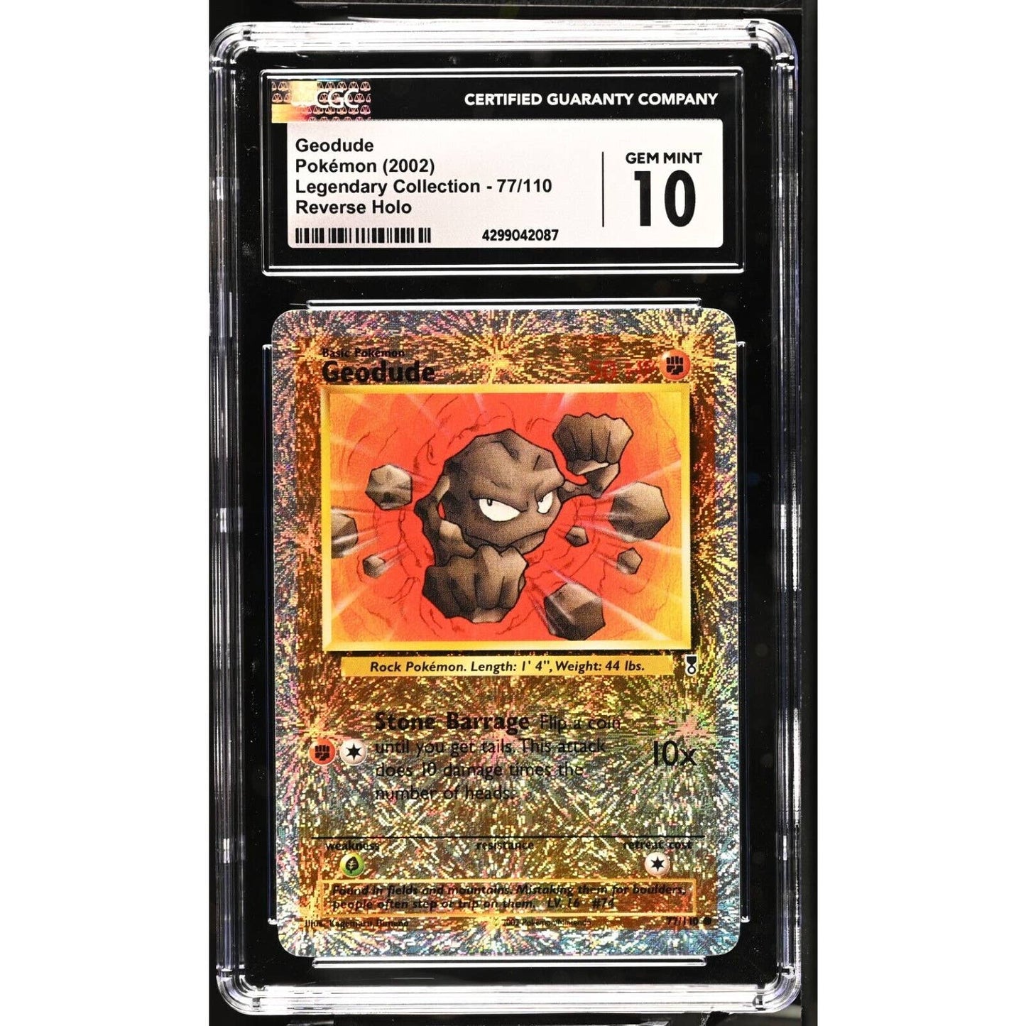 CGC 10 GEM MINT Geodude 77/110 Pokémon Legendary Collection Reverse (PSA/BGS)