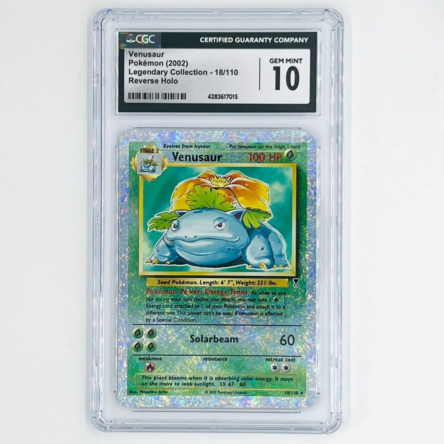 CGC 10 GEM MINT Pokémon Venusaur 18/110 Legendary Collection Reverse Holo