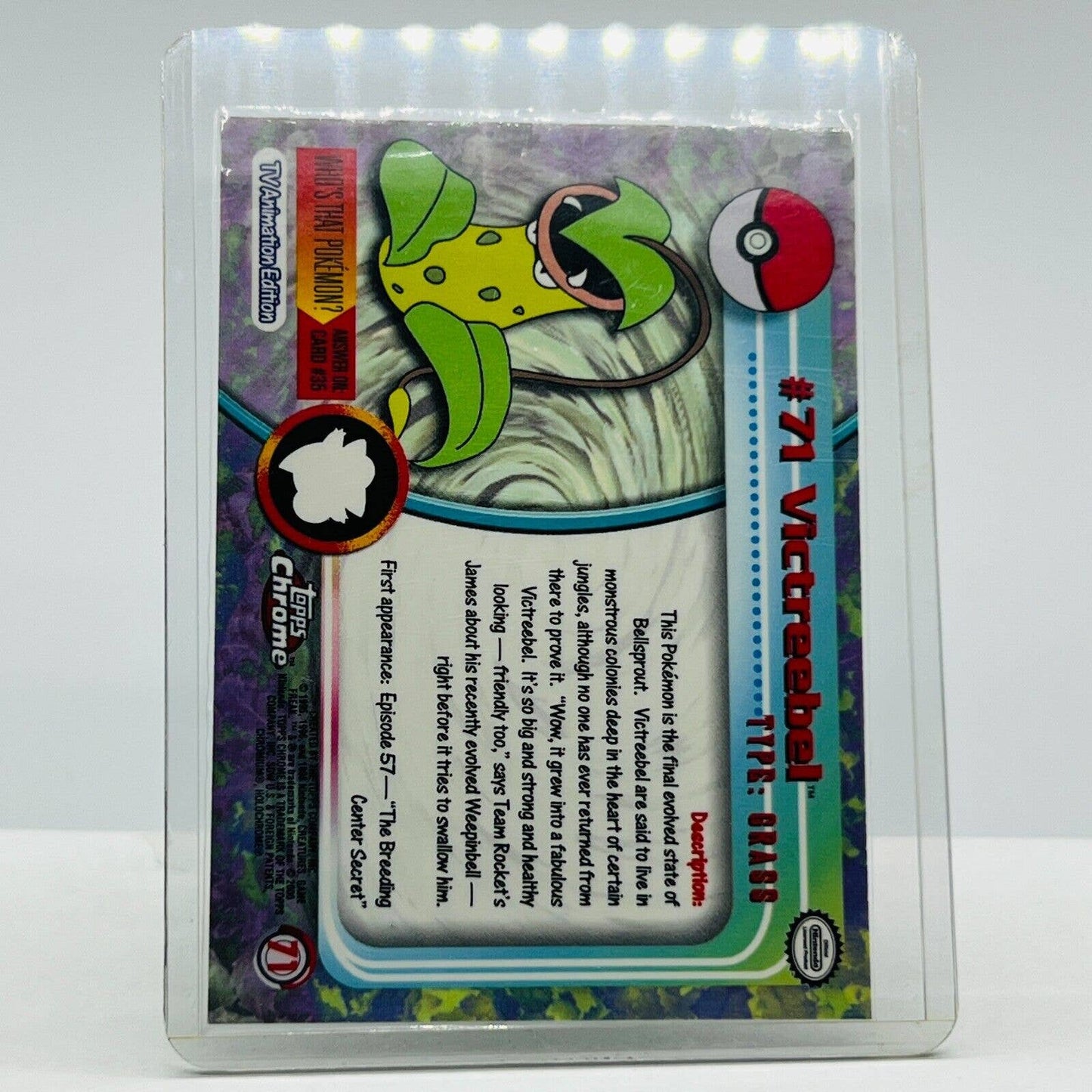 Pokémon Victreebel #71 Pokemon 2000 Topps TV Animation Chrome Series 1 Holo Foil