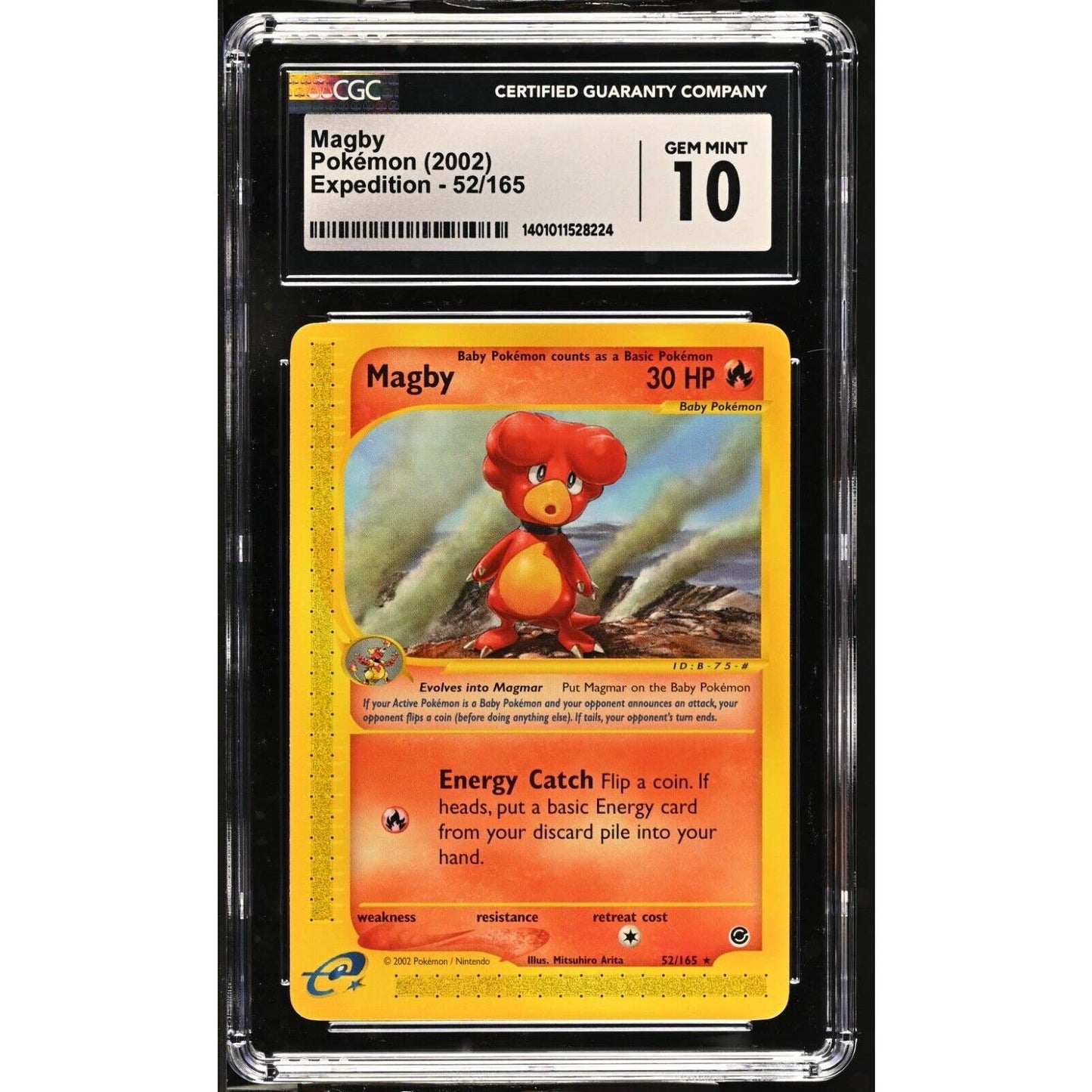 CGC 10 GEM MINT Magby 52/165 Pokémon Expedition 2002 Non Holo (PSA/BGS)