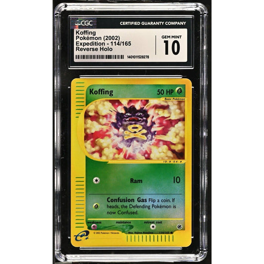 CGC 10 GEM MINT Koffing 114/165 Pokémon Expedition 2002 Reverse Holo (PSA/BGS)