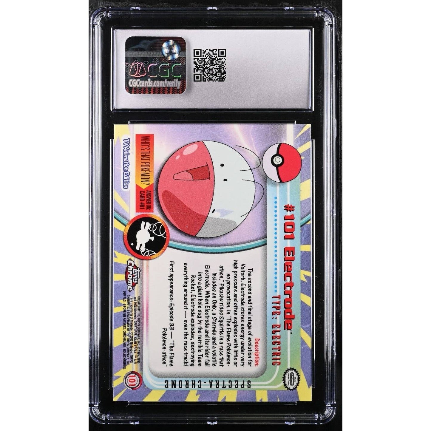 CGC 9.5 MINT+ Electrode Spectra #101 Pokemon 2000 Topps Chrome Rare (PSA/BGS)