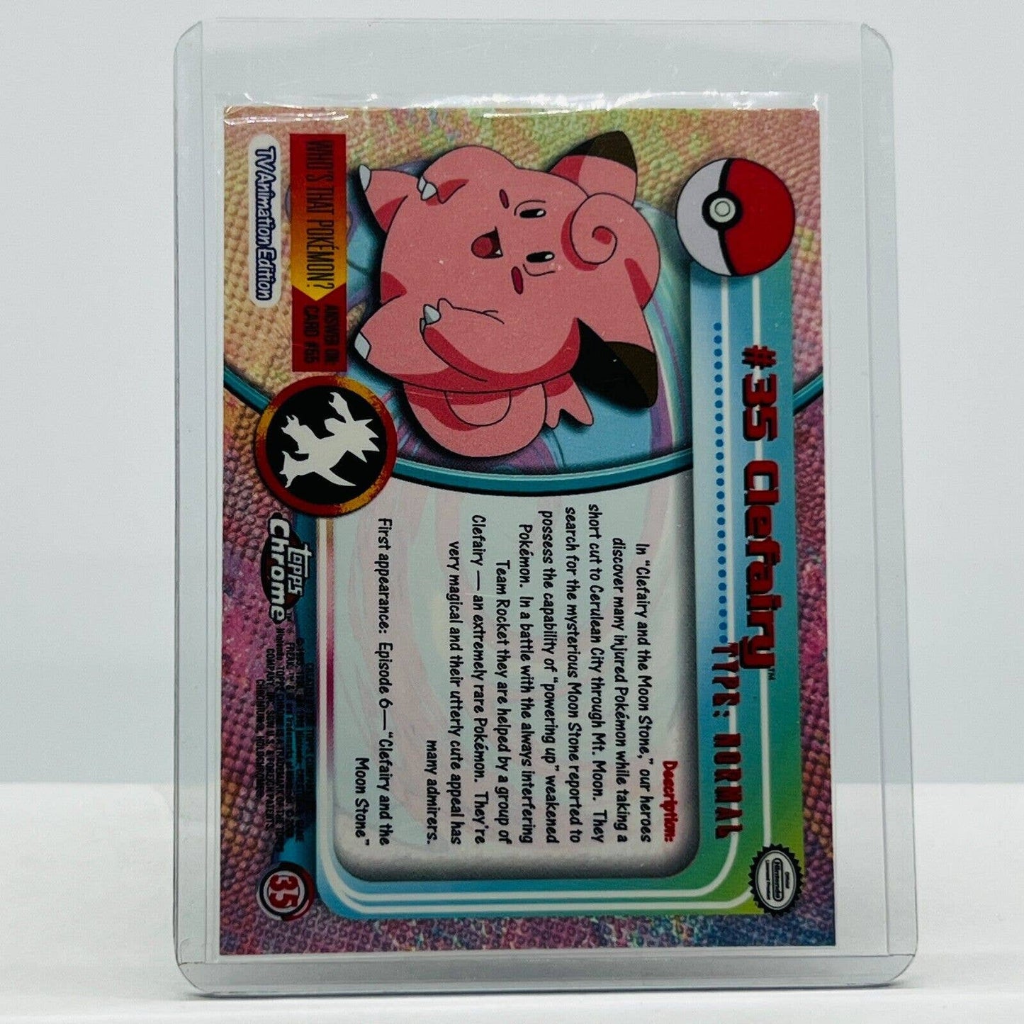 Pokémon Clefairy #35 Pokemon 2000 Topps TV Animation Chrome Series 1 Holo Foil