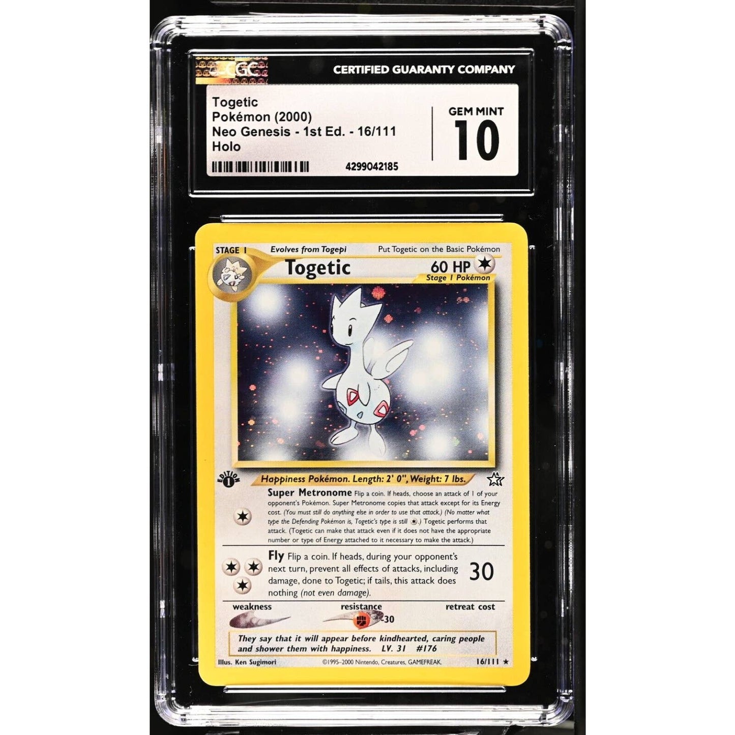 CGC 10 GEM MINT Togetic 1st Edition 16/111 Neo Genesis Holo Rare (PSA/BGS)