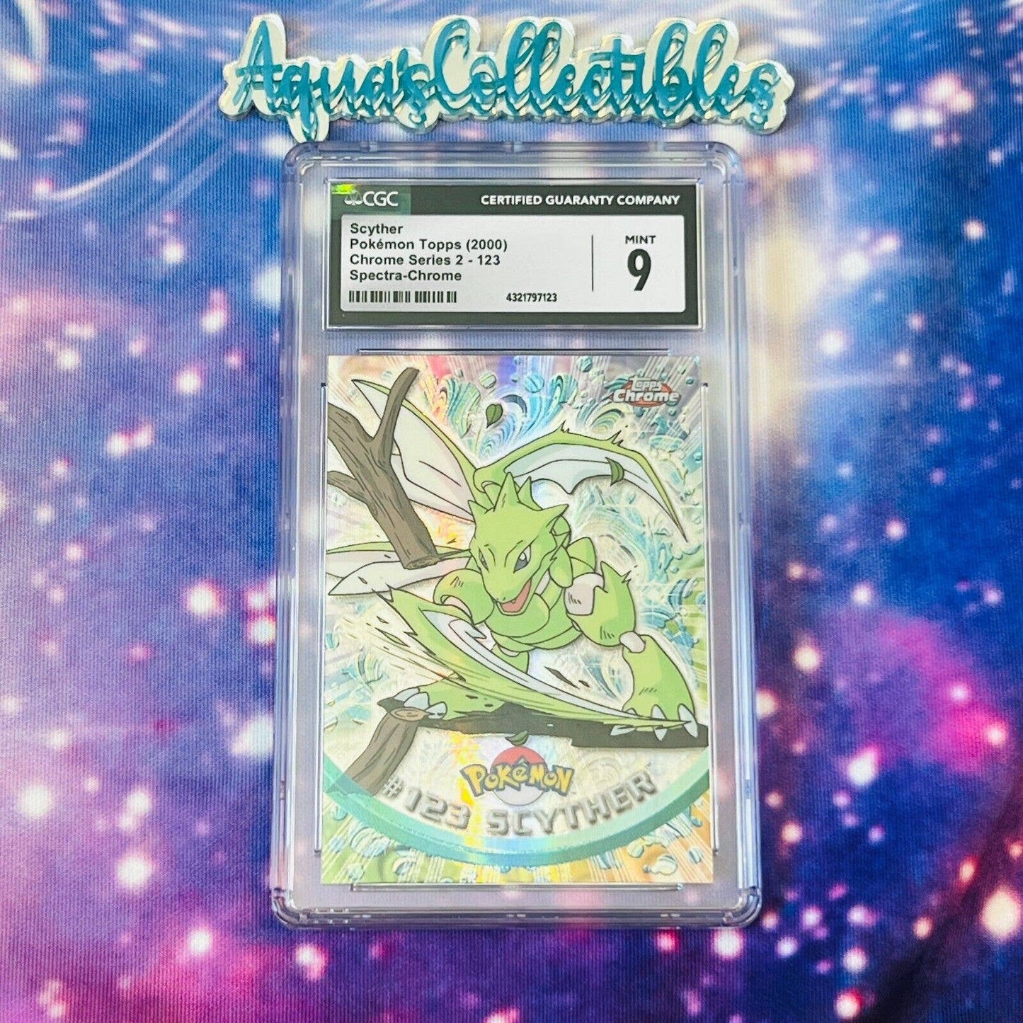 CGC 9 MINT Scyther Spectra #123 Pokemon 2000 Topps Chrome Holo Rare (PSA/BGS)