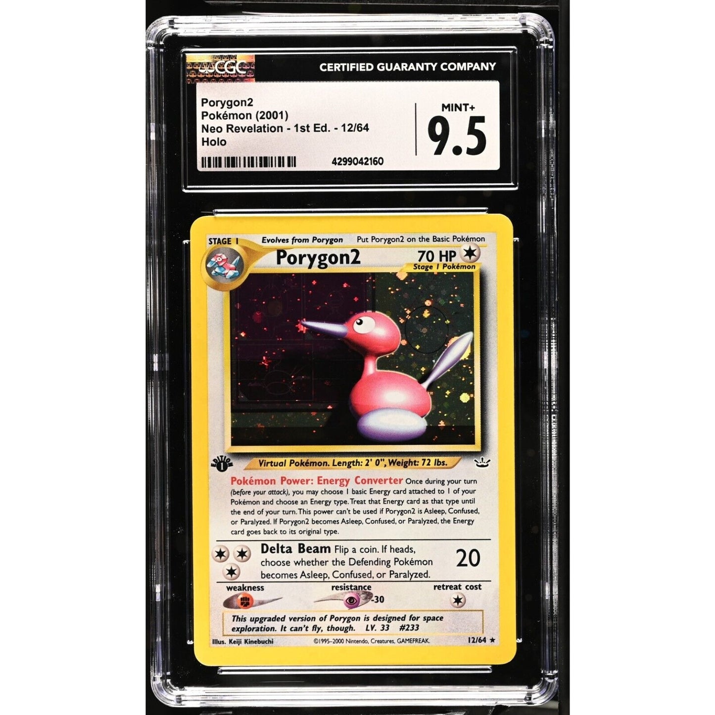 CGC 9.5 MINT+ Porygon2 1st Edition 12/64 Neo Revelation Holo (PSA/BGS) Pop 1