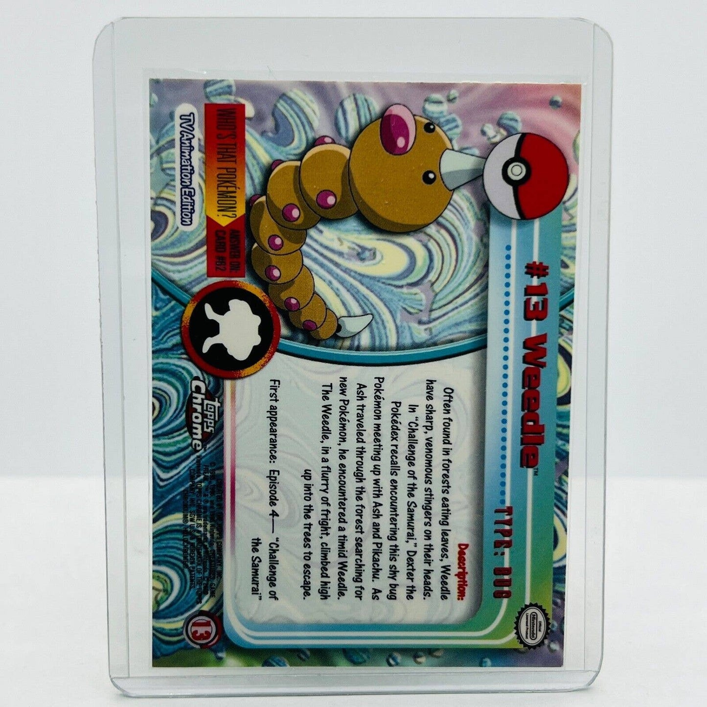 Pokémon Weedle #13 Pokemon 2000 Topps TV Animation Chrome Series 1 Holo Foil