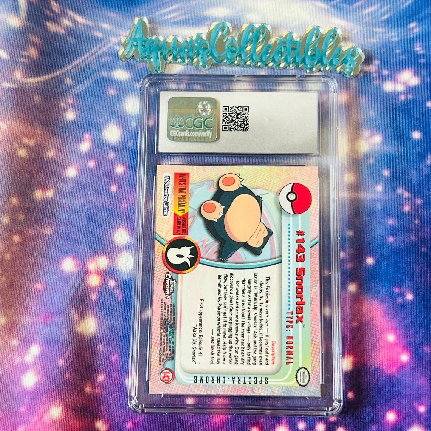 CGC 9 MINT Snorlax Spectra #143 Pokemon 2000 Topps Chrome Holo Rare (PSA/BGS)