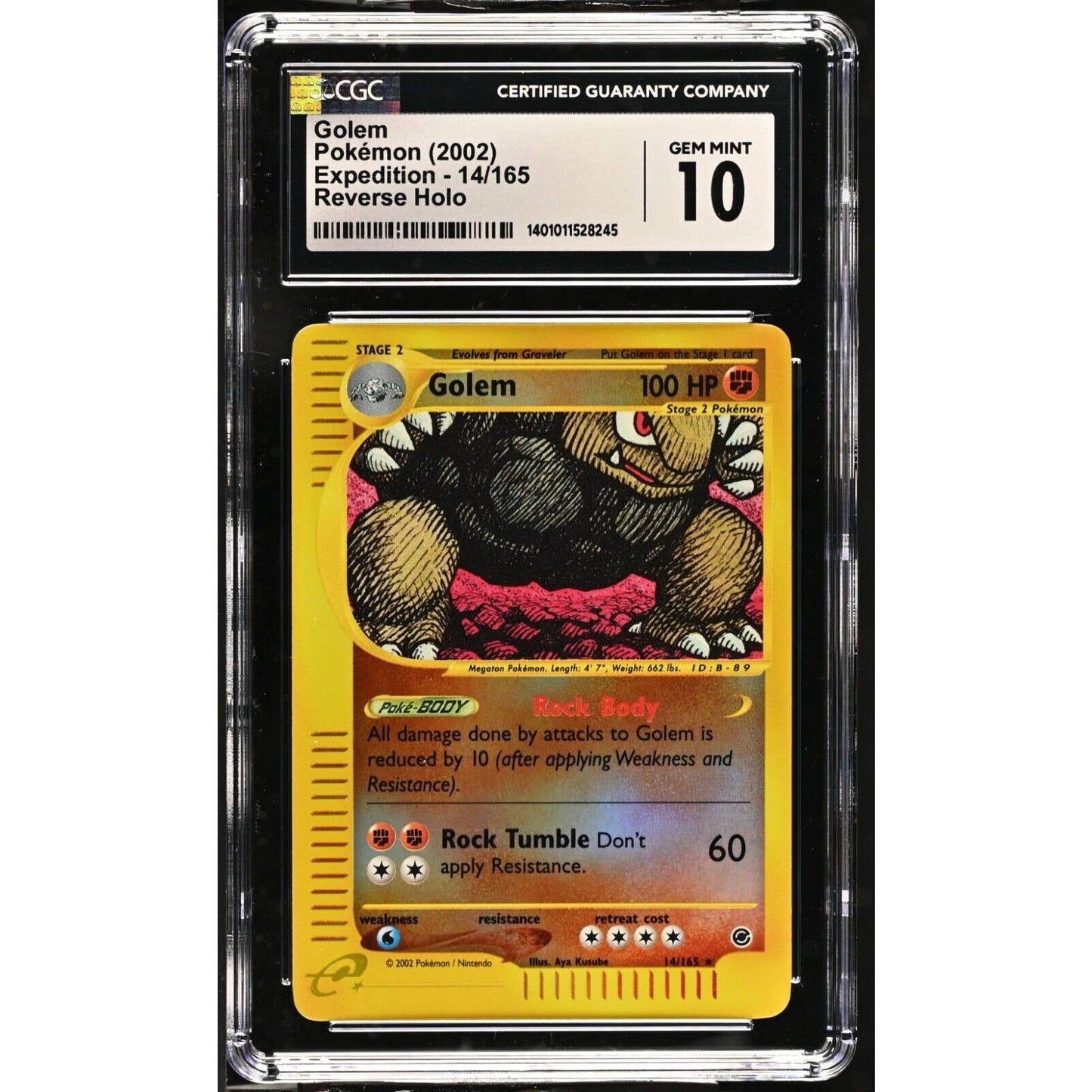 CGC 10 GEM MINT Golem 14/165 Pokémon Expedition 2002 Reverse Holo (PSA/BGS)