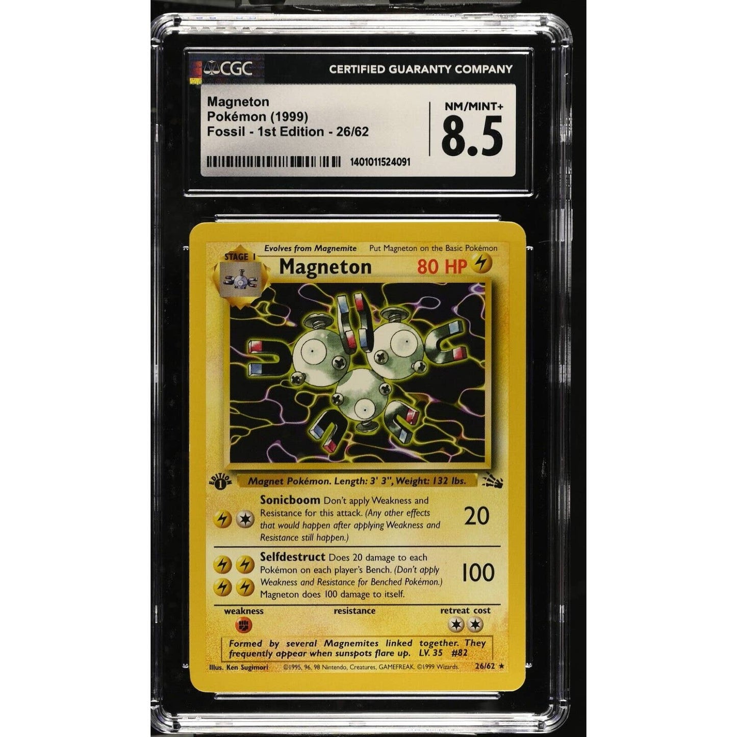 CGC 8.5 MINT+ Magneton 1st Edition 26/64 Pokémon Fossil Non Holo (PSA/BGS)