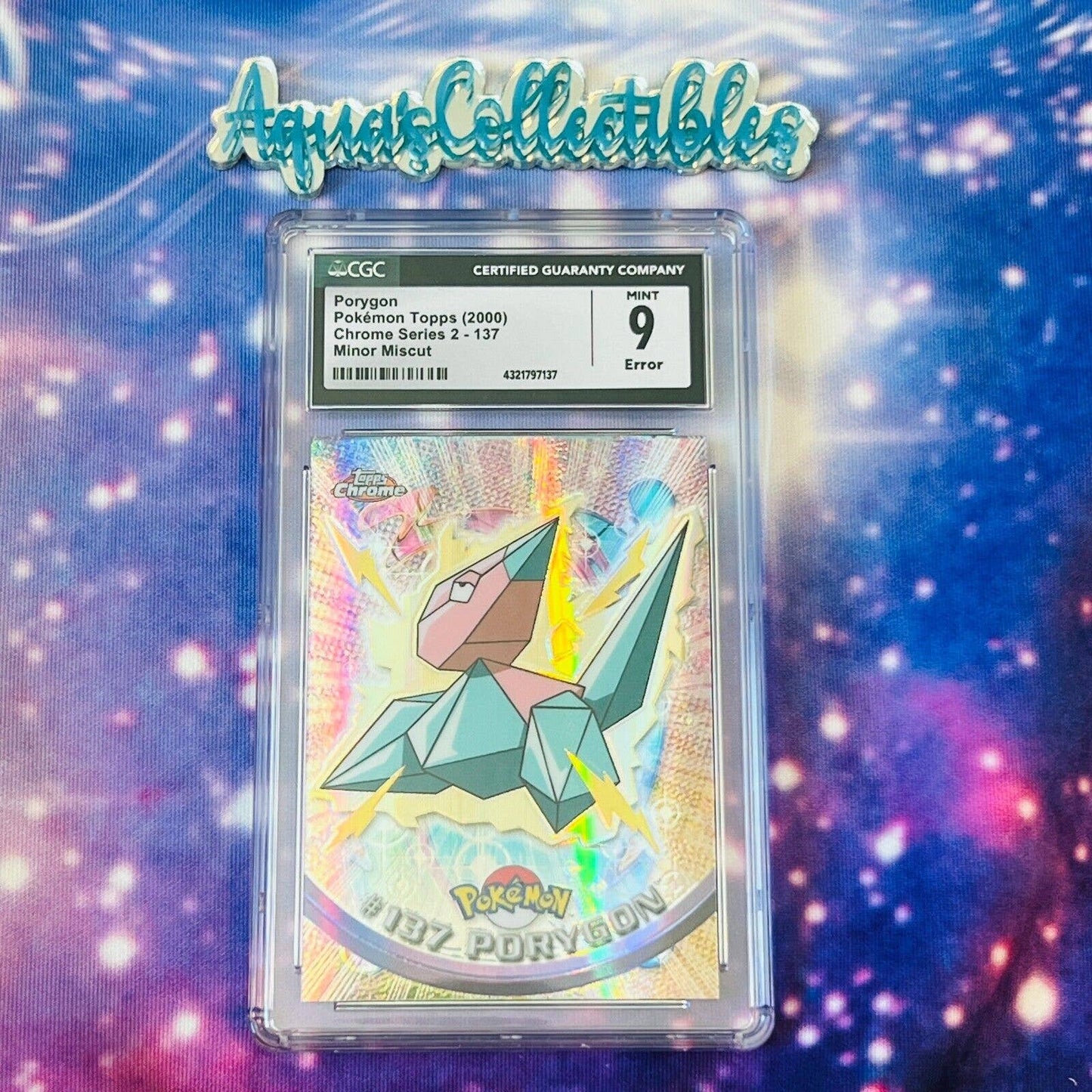 CGC 9 MINT ERROR Porygon Spectra #137 Pokemon 2000 Topps Chrome (PSA/BGS) Miscut