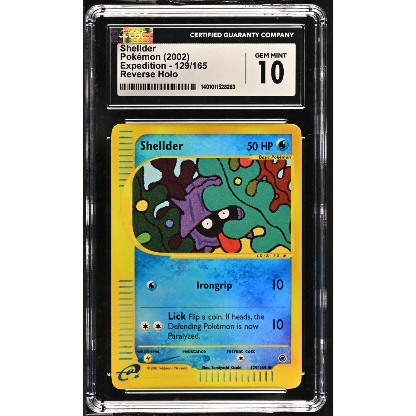 CGC 10 GEM MINT Shellder 129/165 Pokémon Expedition 2002 Reverse Holo (PSA/BGS)