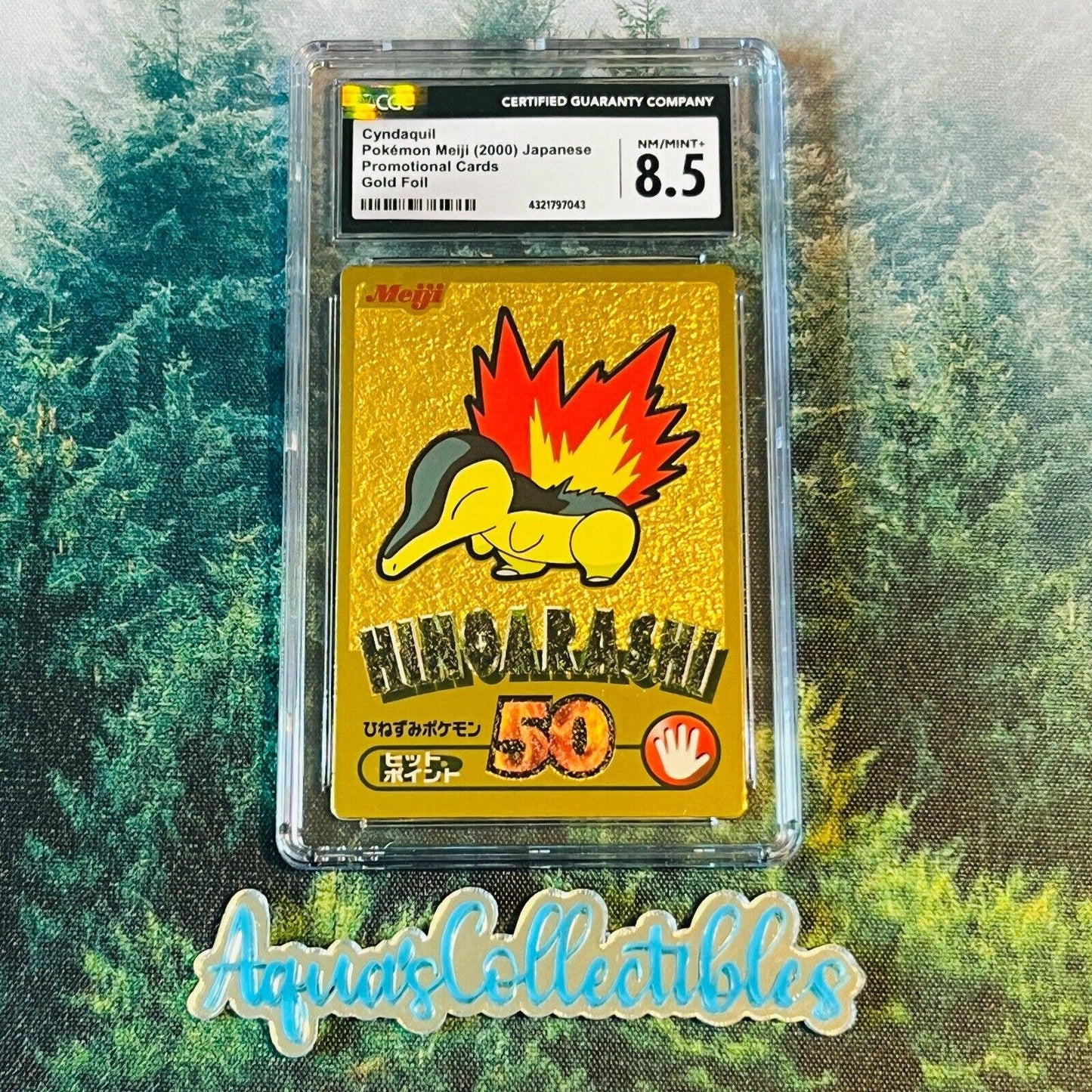 CGC 8.5 NM/MINT Cyndaquil Hinoarashi Pokemon 2000 Japanese Meiji Promo (PSA/BGS)