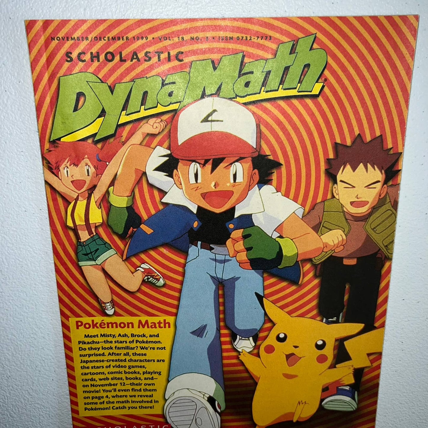 Pokémon Scholastic DynaMath Vintage 1999 Advertisement Magazine Vol 18 No. 3 NM