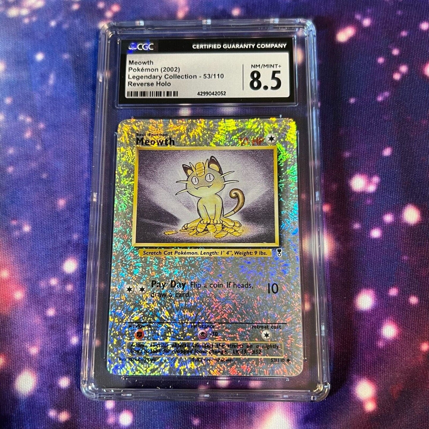 CGC 8.5 NM/MINT+ Meowth 53/110 Pokémon Legendary Reverse Holo (PSA/BGS)