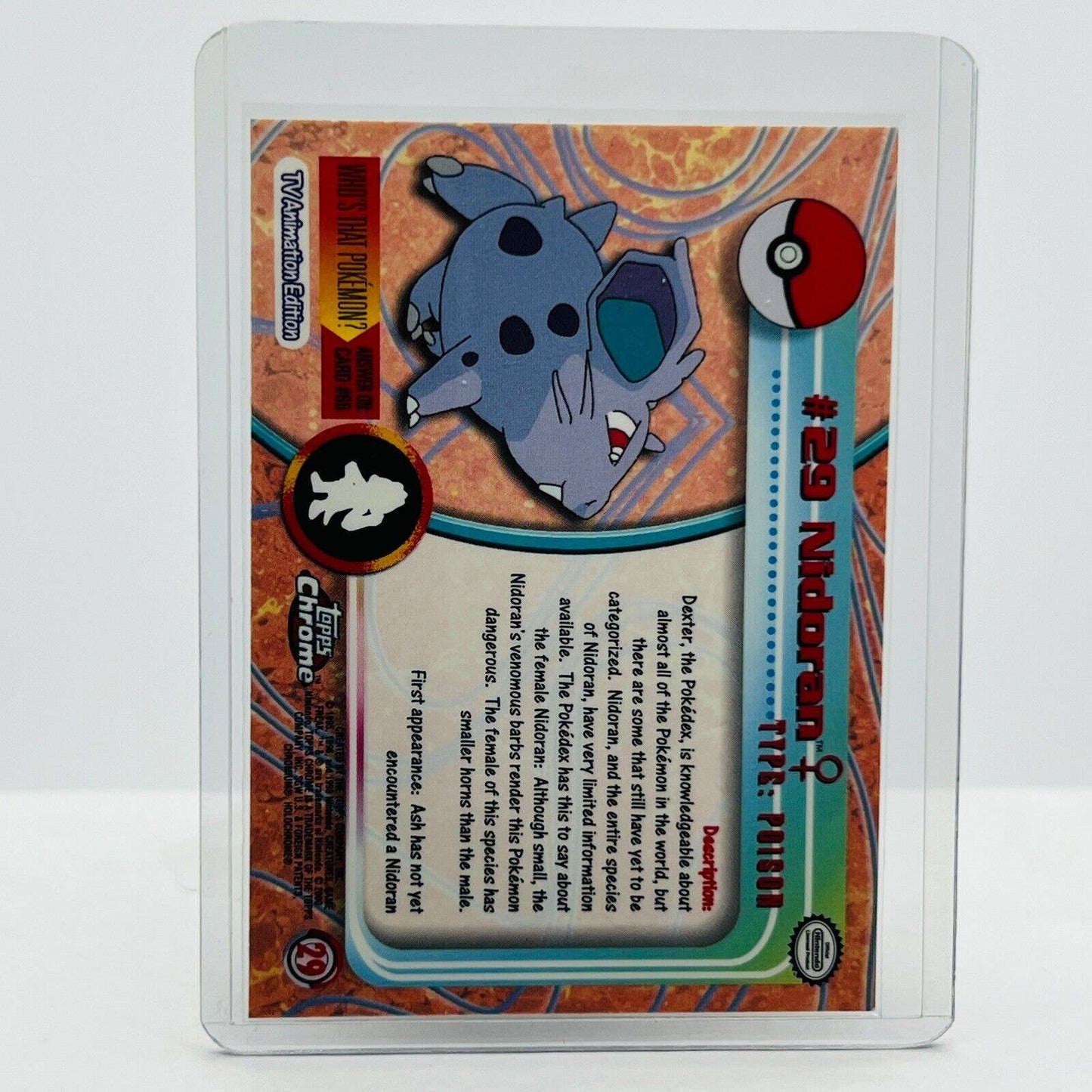 Pokémon Nidoran F #29 Pokemon 2000 Topps TV Animation Chrome Series 1 Holo Foil