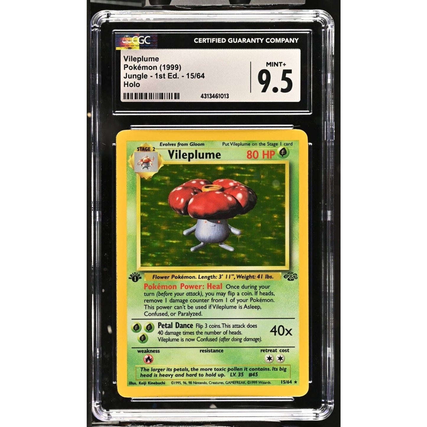 CGC 9.5 MINT+ Vileplume 1st Edition 15/64 Pokémon Jungle Holo Rare (PSA/BGS)