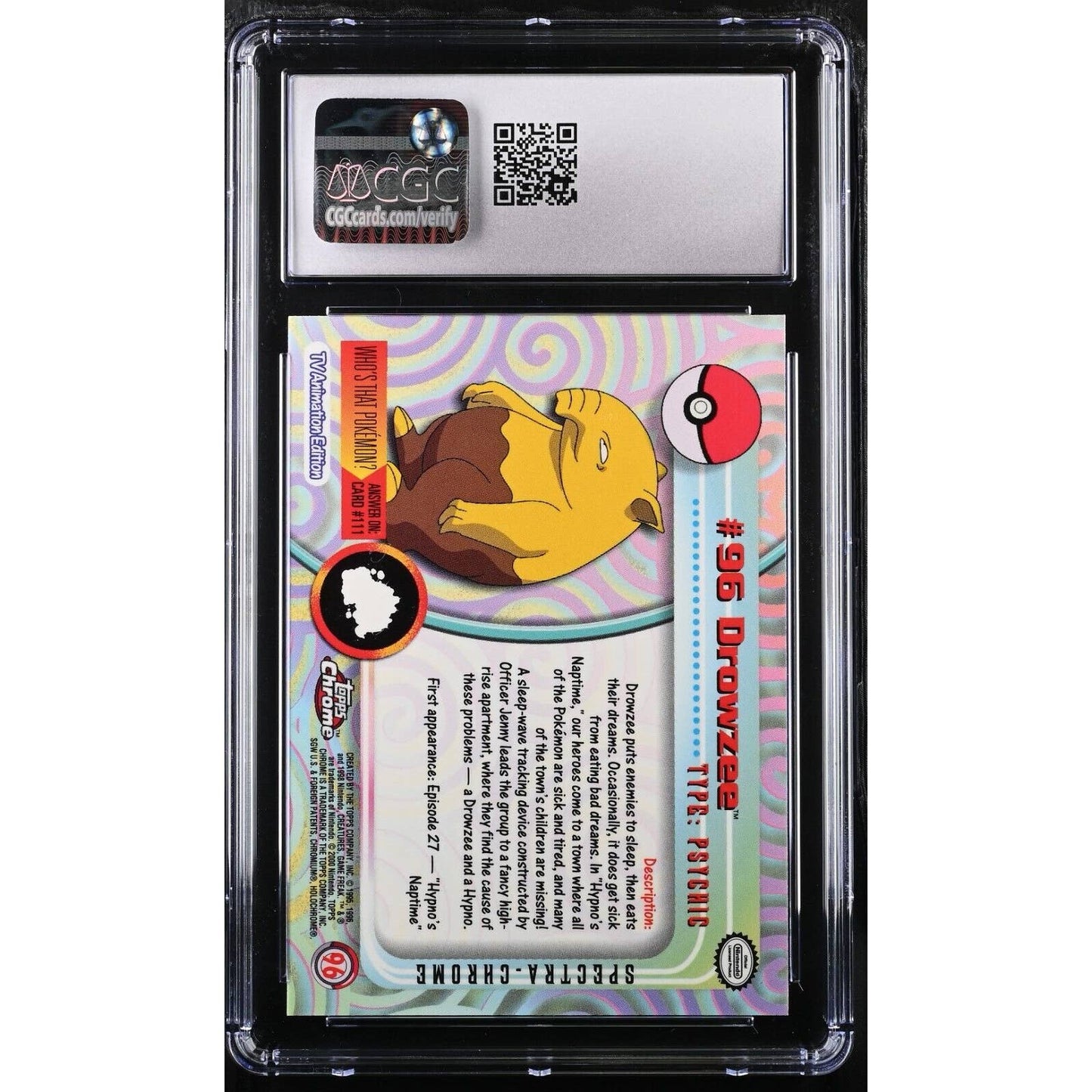 CGC 9.5 MINT+ Drowzee Spectra #96 Pokemon 2000 Topps Chrome Rare (PSA/BGS)