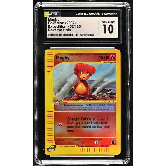 CGC 10 GEM MINT Magby 52/165 Pokémon Expedition 2002 Reverse Holo (PSA/BGS)