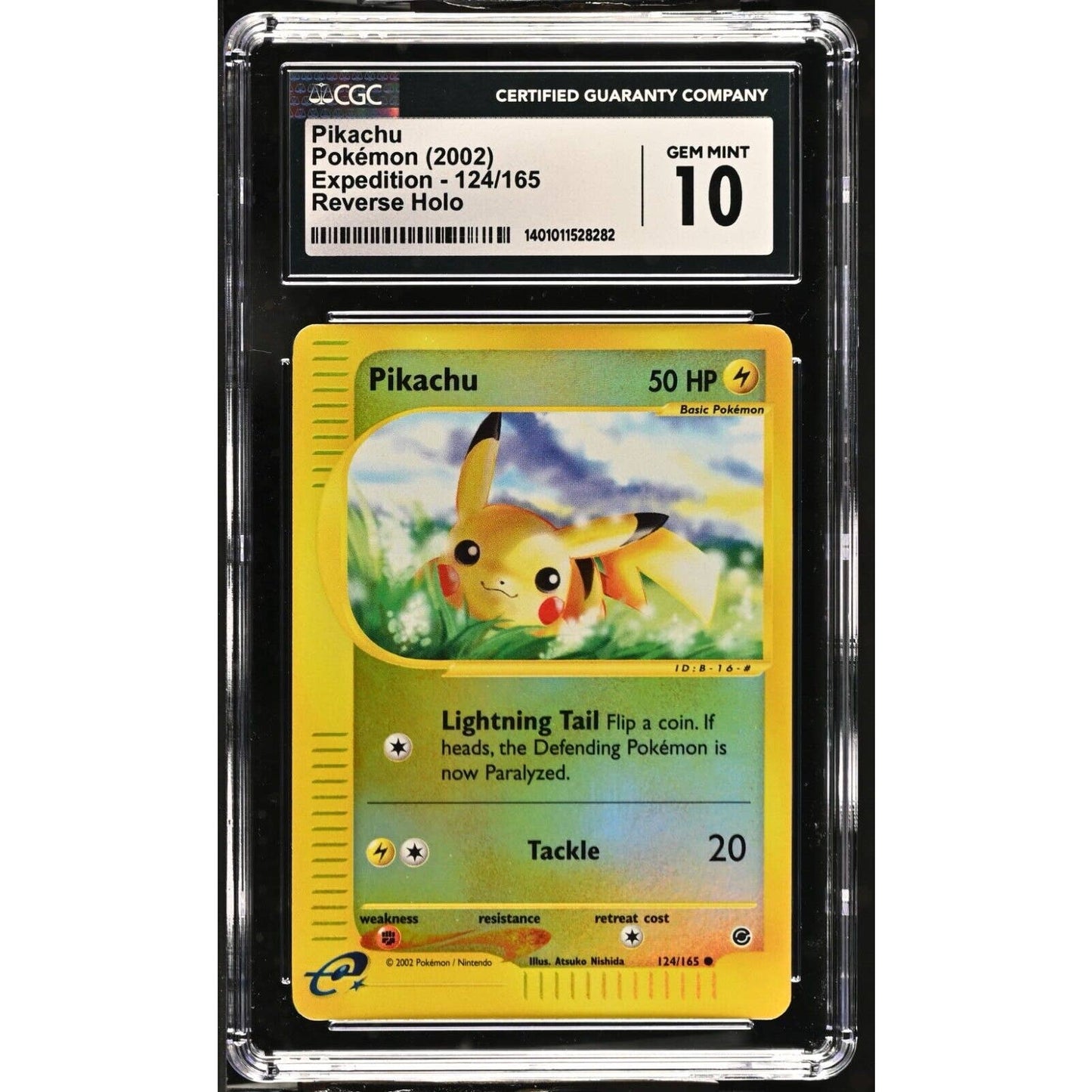 CGC 10 GEM MINT Pikachu 124/165 Pokémon Expedition 2002 Reverse Holo (PSA/BGS)