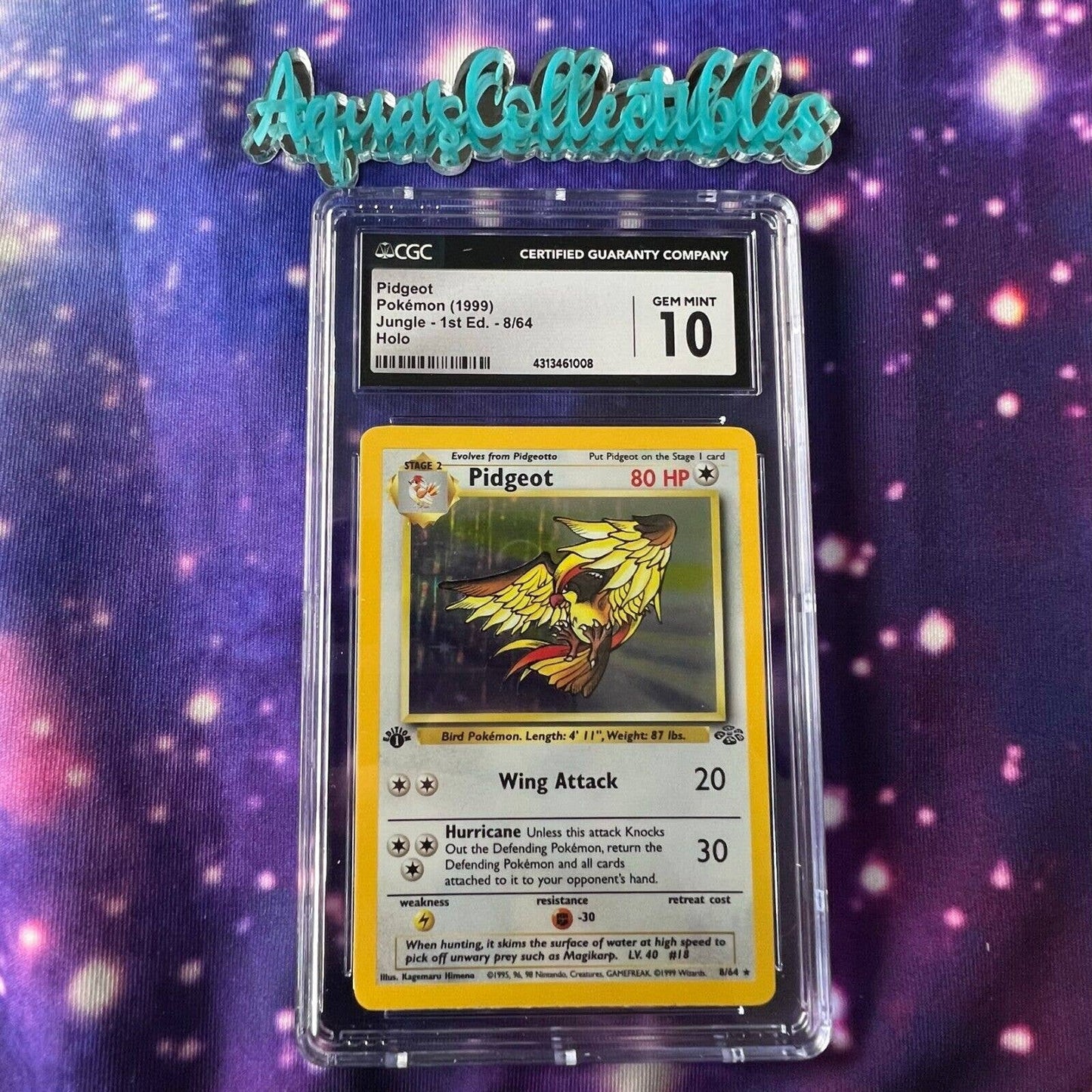 CGC 10 GEM MINT Pidgeot 1st Edition 8/64 Pokémon Jungle Holo Rare (PSA/BGS)