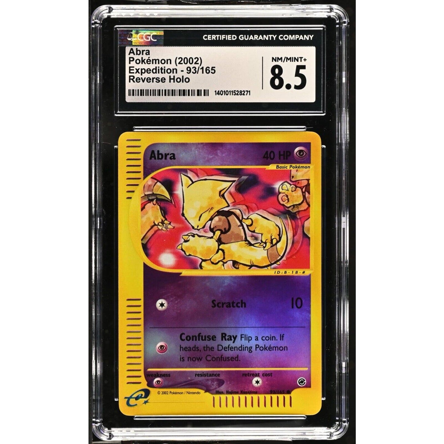 CGC 8.5 NM/MINT+ Abra 93/165 Pokémon Expedition 2002 Reverse Holo (PSA/BGS)