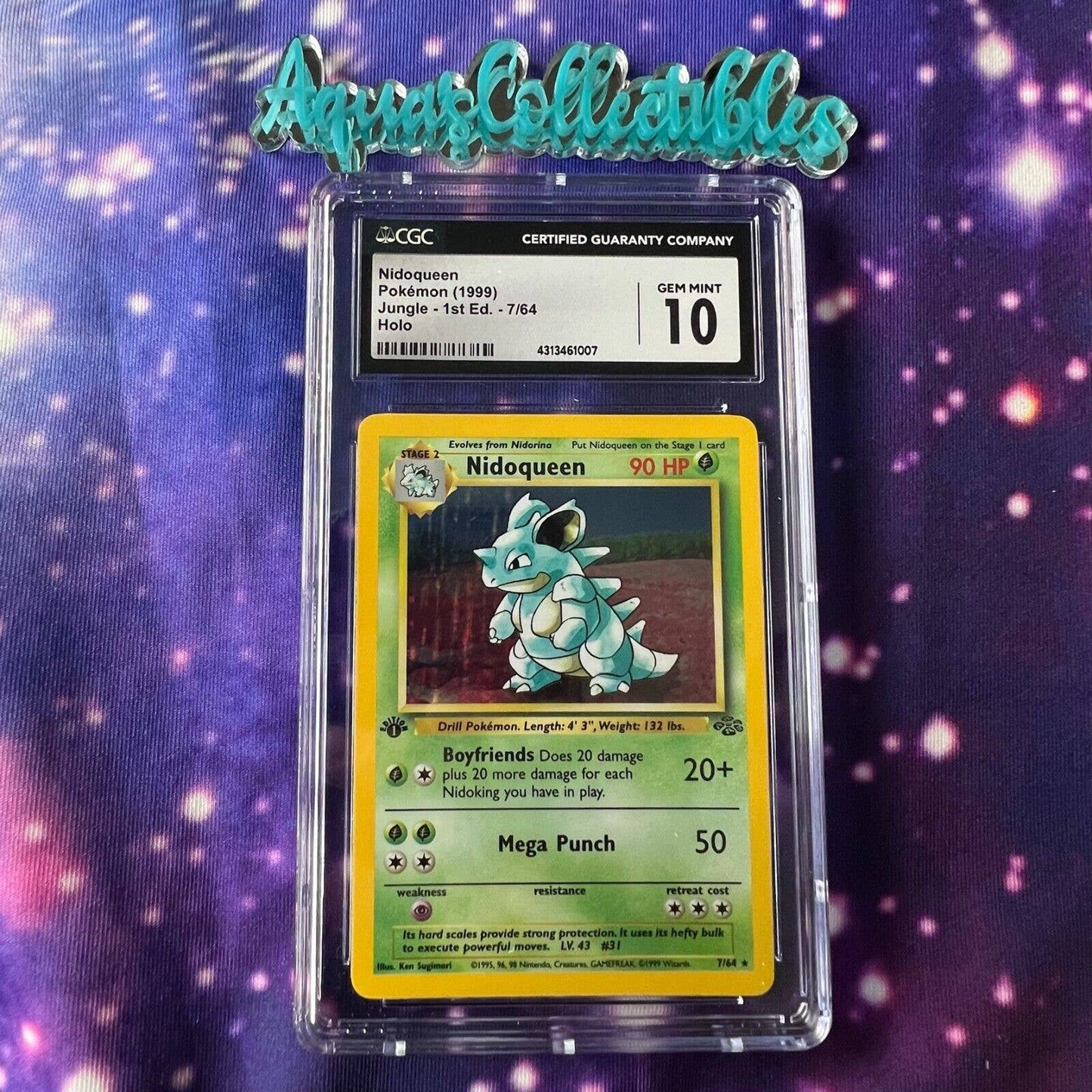 CGC 10 GEM MINT Nidoqueen 1st Edition 7/64 Pokémon Jungle Holo Rare (PSA/BGS)