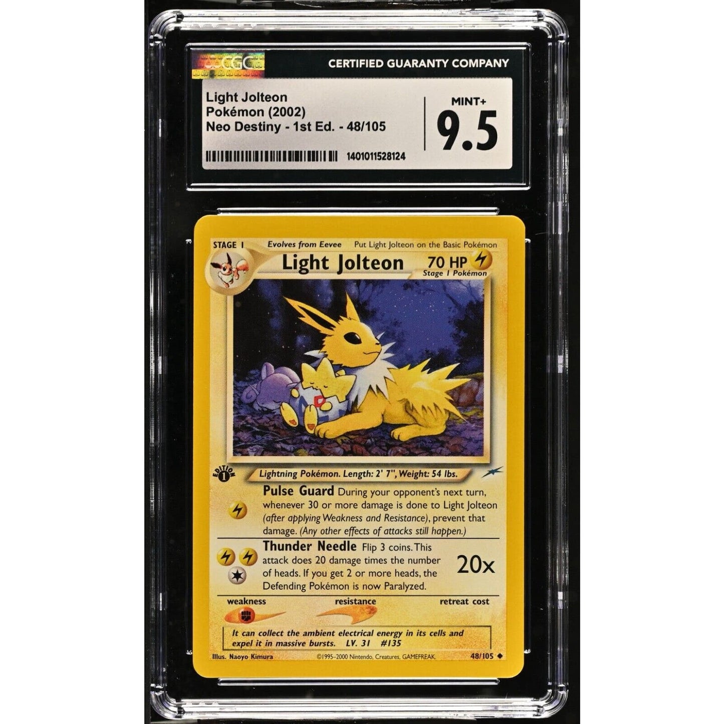 CGC 9.5 MINT+ Light Jolteon 1st Edition 48/105 Pokémon Neo Destiny (PSA/BGS)